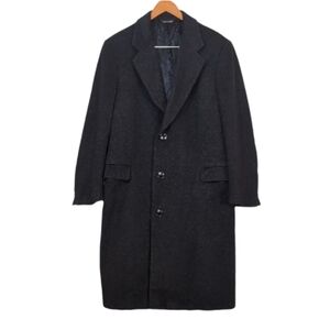 Vintage S. Cohen Wool Cashmere Overcoat Mens 42 Charcoal Grey Single Breasted